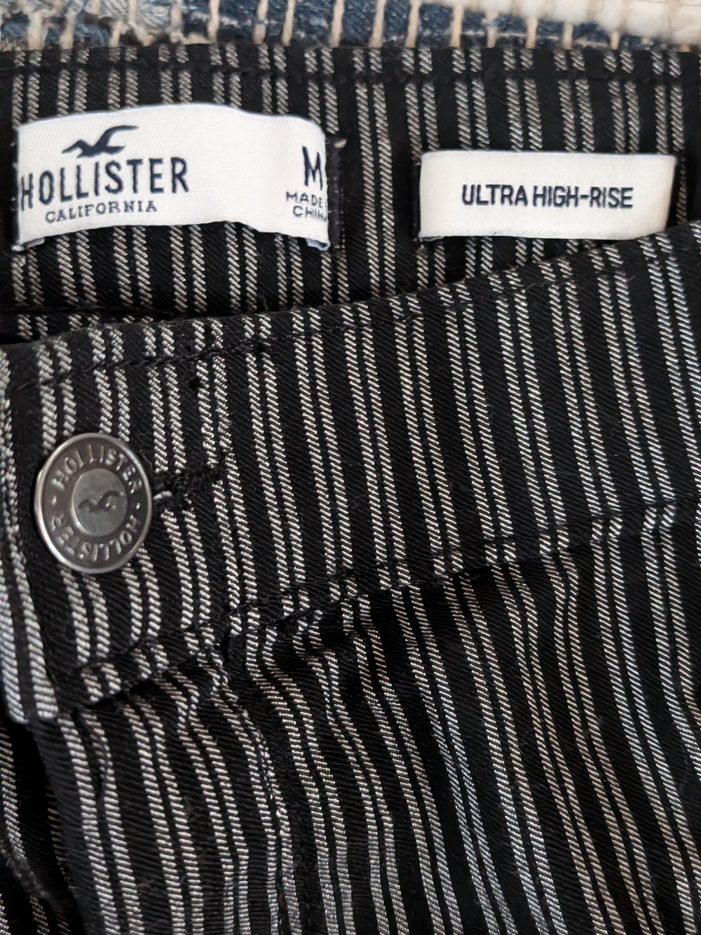 Hollister Black & White Pinstripe Ultra High-Rise Jeans